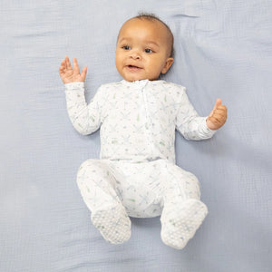 Angel Dear 2 Way Zipper Footie in Golf Trellis Blue