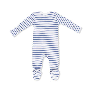 Angel Dear 2 Way Zipper Footie in Navy Stripe