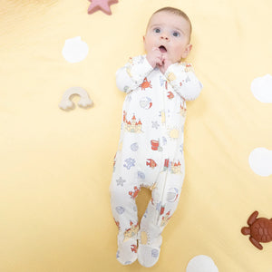 Angel Dear 2 Way Zipper Footie in Sunny Sandcastles