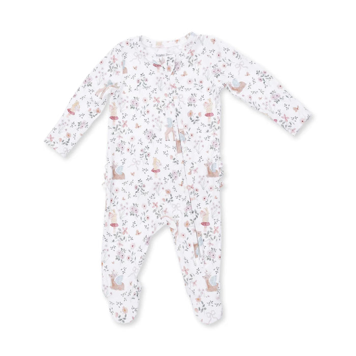 Angel Dear 2 Way Zipper Ruffle Back Footie in Enchanted Woodland