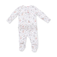 Angel Dear 2 Way Zipper Ruffle Back Footie in Enchanted Woodland