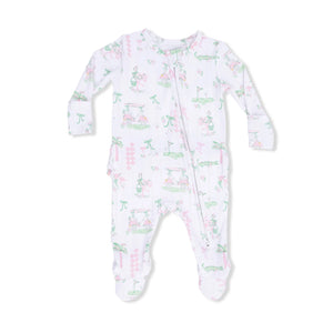 Angel Dear 2 Way Ruffle Back Zipper Footie in Pretty Golf