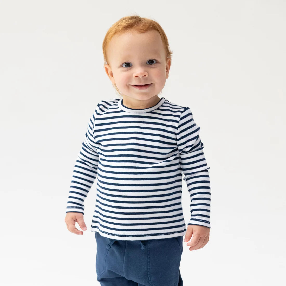 Angel Dear Varsity Jersey in Navy/White Stripe