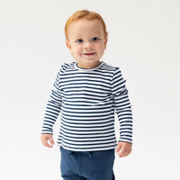 Angel Dear Varsity Jersey in Navy/White Stripe