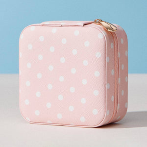 Sensibling Corp. Polka Dot Pattern Print Portable Square Jewelry Box
