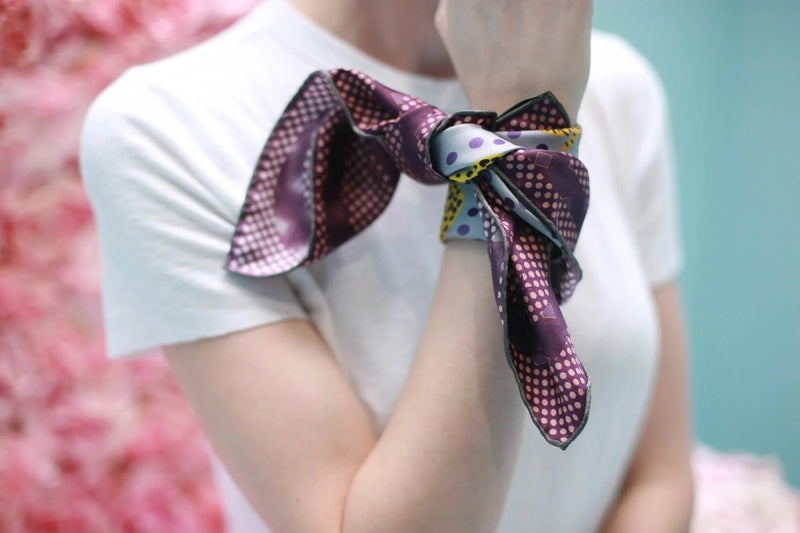 Jessie Zhao New York Silk Bandana 21" Scarf in Yellow Leopards