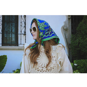 Jessie Zhao New York 25" Double Sided Silk Scarf Leopards Verdant Wild