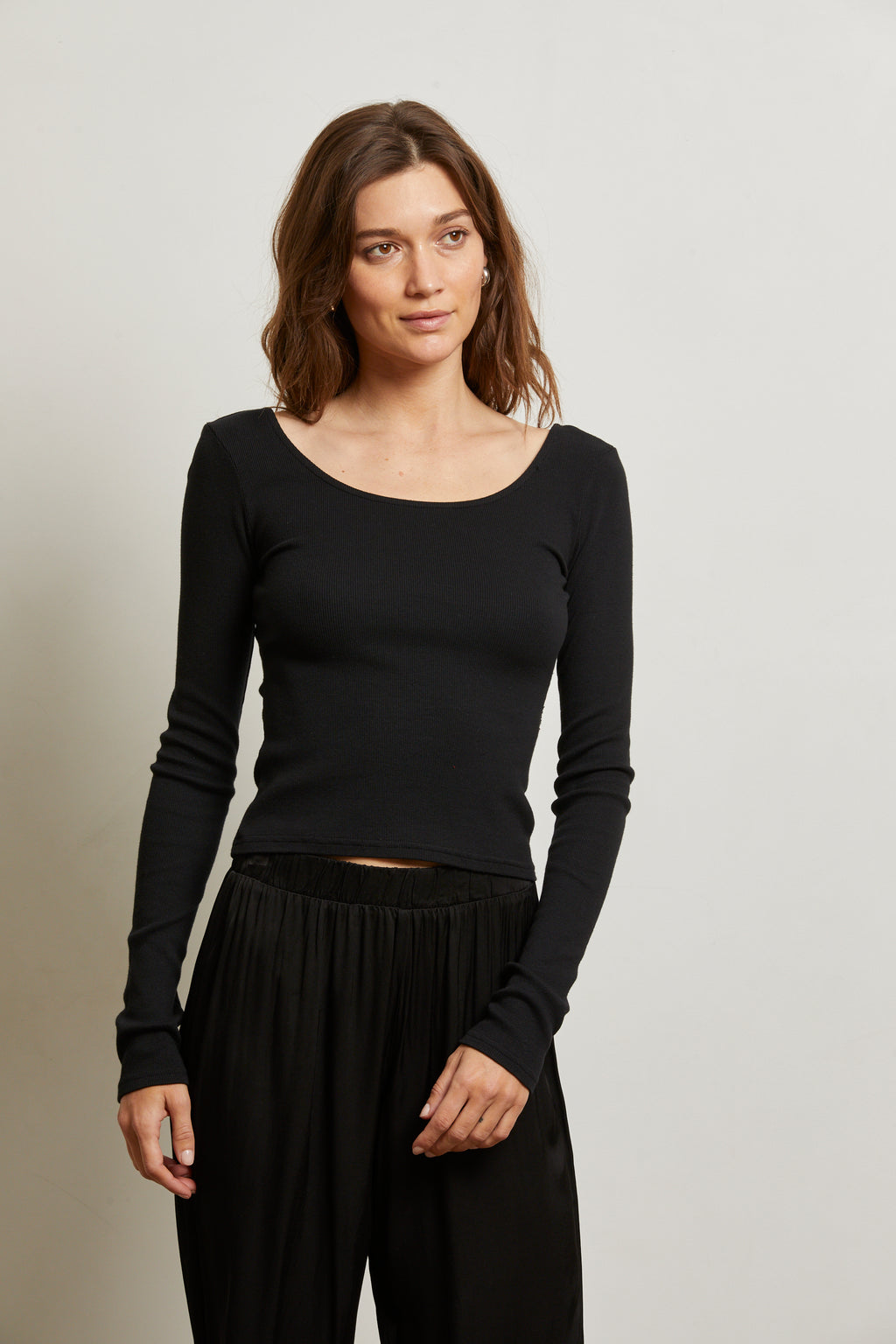 perfectwhitetee Anya Rib Long Sleeve in Black