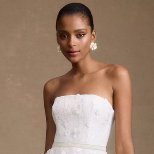 The Pink Reef Hand Painted Small Floral Stud in Bridal White