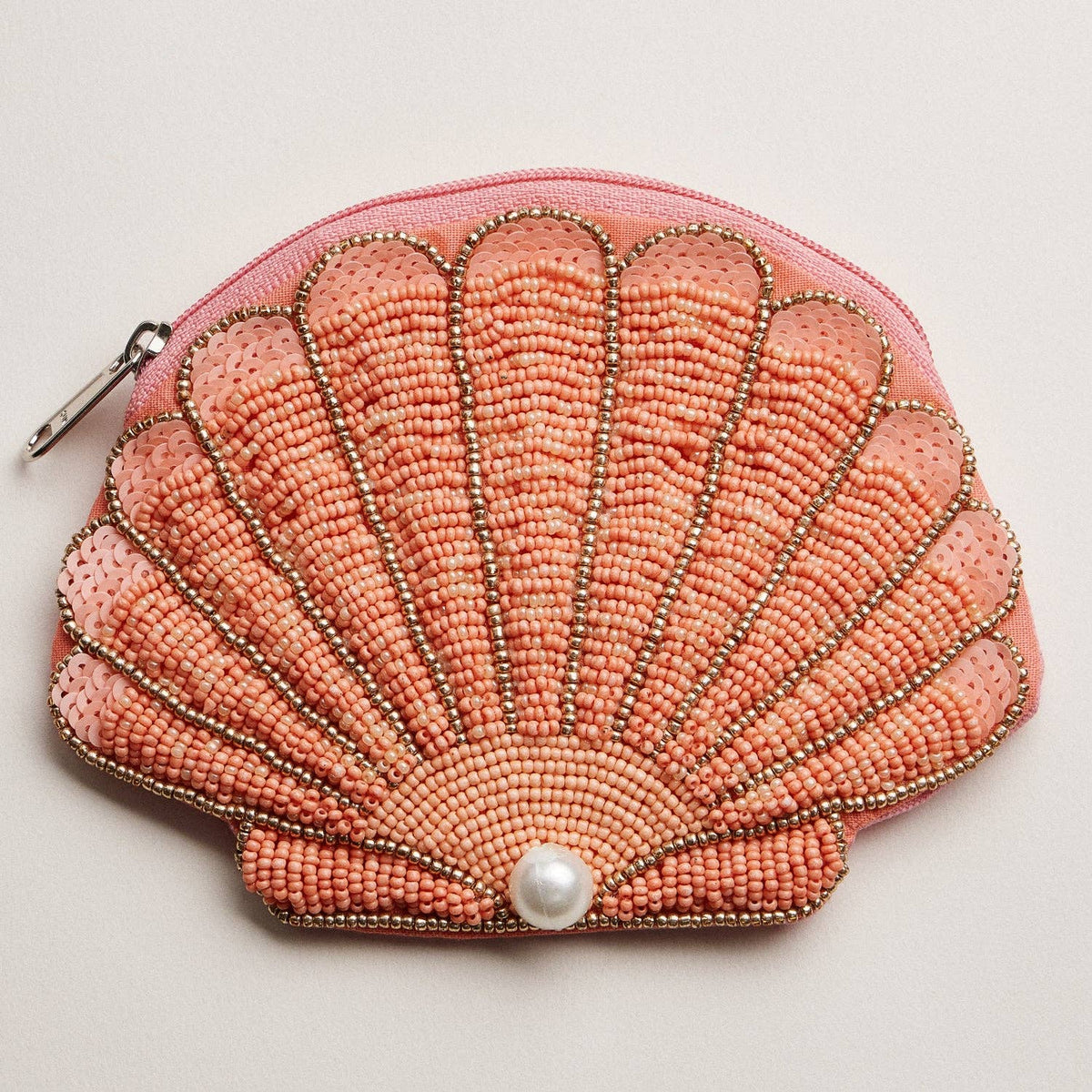 Frem Seashell Beaded Coin Purse with Pearl Accent - Multiple Colors!