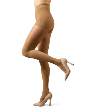 MeMoi Velveteen Opaque 30 Denier Control Top Tights in Cork