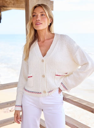 Stitches + Stripes Archie Cardigan in Chalk Combo
