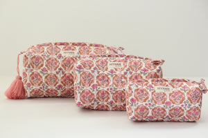 MYNAHbySmitha Quilted Travel Bag in Apricot Blush Floral -Assorted Sizes
