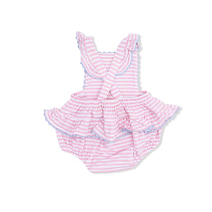 Angel Dear Ric Rac Ruffle Sunsuit in Cherry Stripe