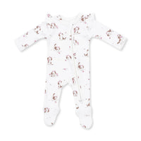 Angel Dear 2 Way Zipper Ruffle Sleeve Footie in Explorer Puppy Pink