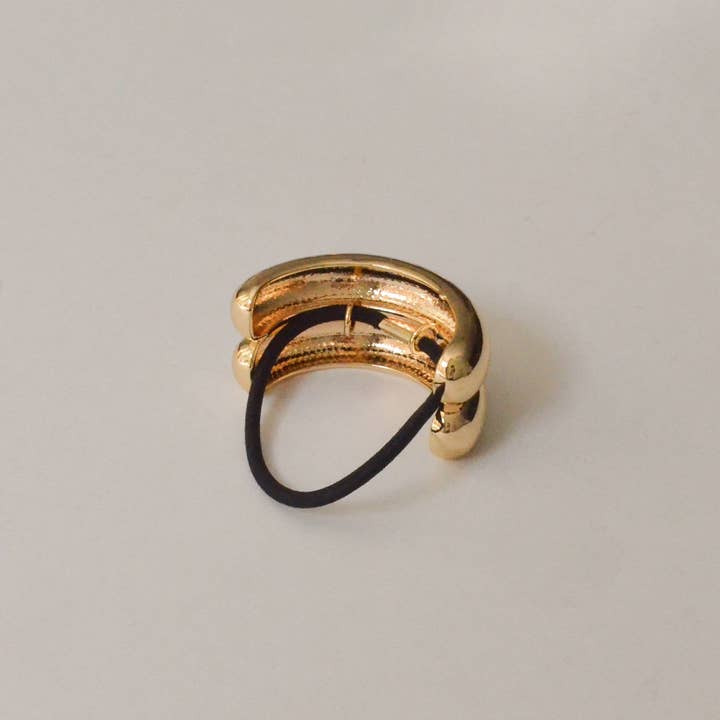 Nar'sha Wide Double Arch Metal Ponytail Hair Tie Gold