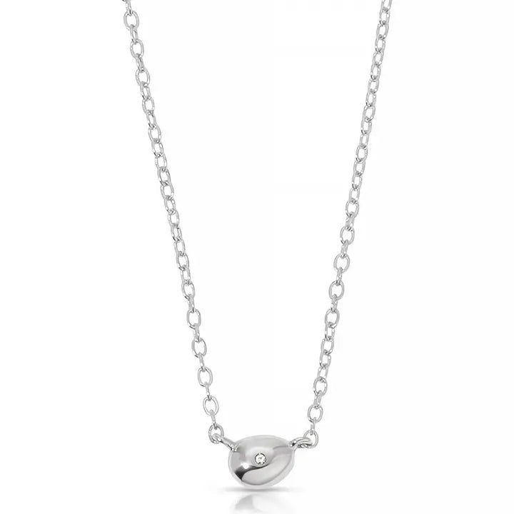 Ettika Polished Dainty Pebble Necklace in Silver