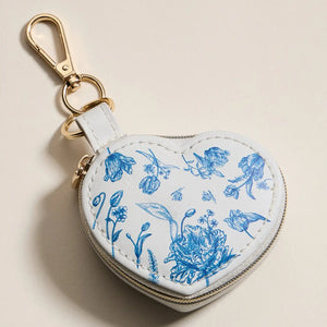 Frem NYC Leather Heart Travel Case Key Chain in Blue