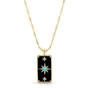 Elizabeth Stone Starman Pendant in Black Onyx/Turquoise