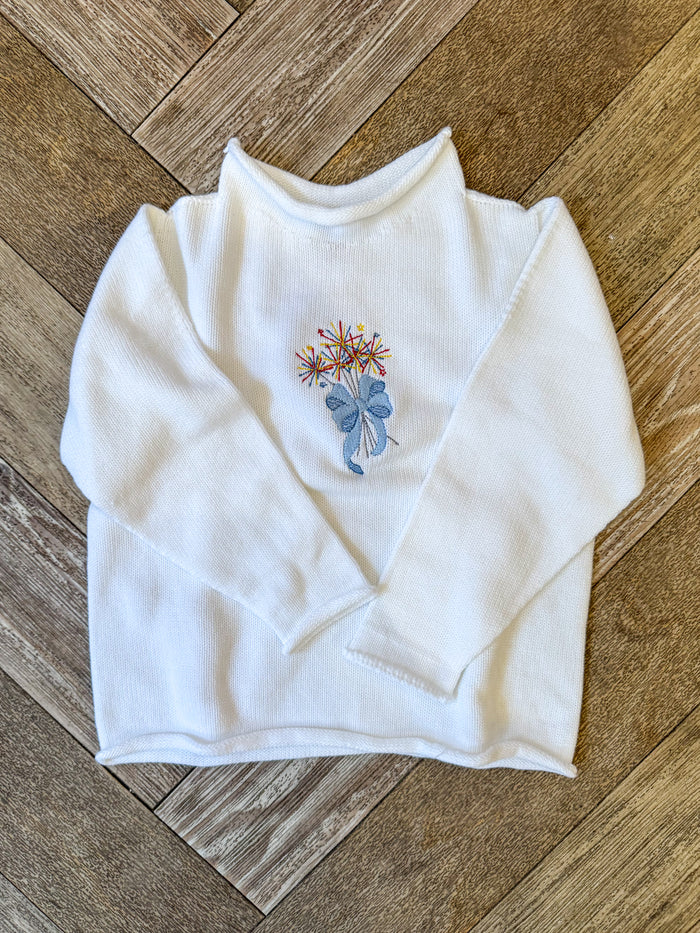 A Soft Idea Sparklers Roll Neck Sweater in White