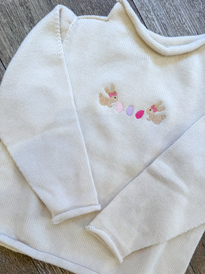 A Soft Idea Bunny Besties Roll Neck Sweater in Natural