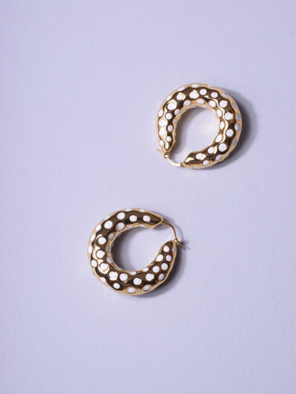 Francesca Bianchi Design Polka Dot Earrings in Gold/White