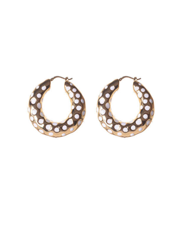 Francesca Bianchi Design Polka Dot Earrings in Gold/White