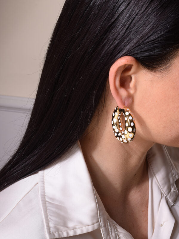 Francesca Bianchi Design Polka Dot Earrings in Gold/White
