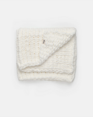 7AM Enfant Hand-Knit Chenille Throw in Ecru