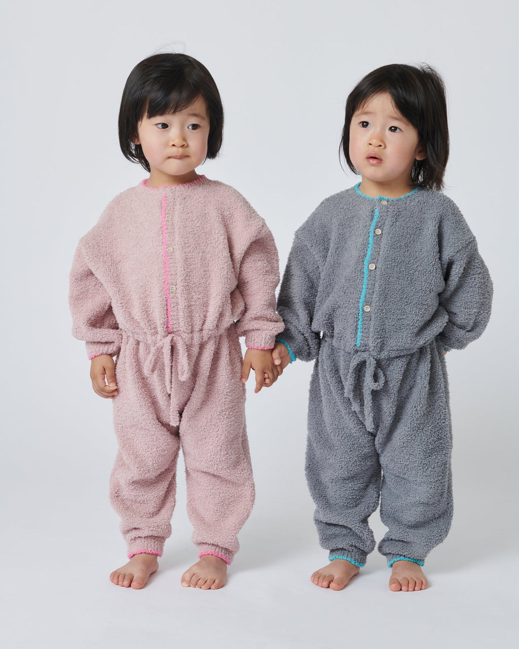 7AM Enfant Boxy Long Sleeve Fuzzy Romper in Gris