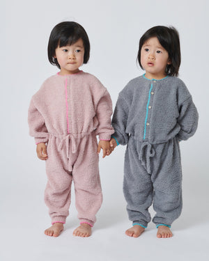 7AM Enfant Boxy Long Sleeve Fuzzy Romper in Gris