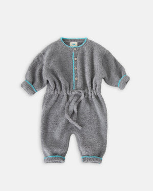 7AM Enfant Boxy Long Sleeve Fuzzy Romper in Gris