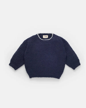 7AM Enfant Boxy Fuzzy Sweater in Navy