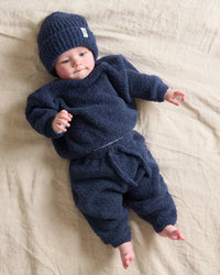 7AM Enfant Fuzzy Boxy Lounge Pant in Navy