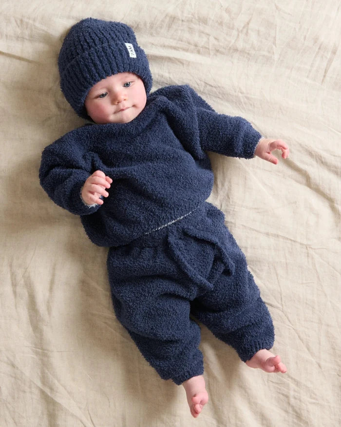 7AM Enfant Fuzzy Boxy Lounge Pant in Navy