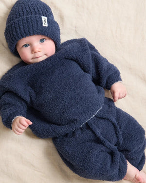 7am Enfant Fuzzy Ribbed Beanie in Navy