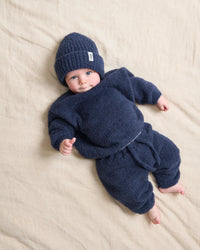 7AM Enfant Boxy Fuzzy Sweater in Navy