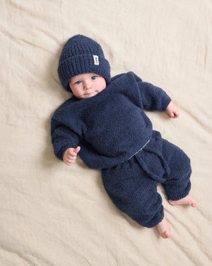 7AM Enfant Boxy Fuzzy Sweater in Navy