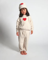 7AM Enfant Fuzzy Heart Beanie in Crimson