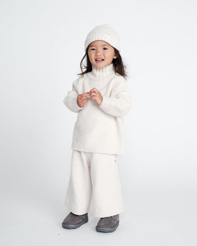 7AM Enfant Fuzzy Wide Leg Pant in Ecru