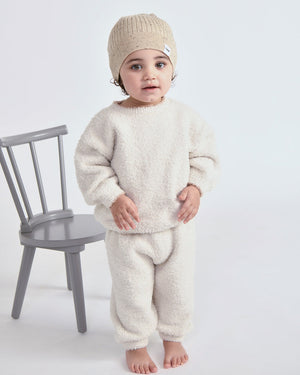 7AM Enfant Fuzzy Boxy Lounge Pant in Ecru