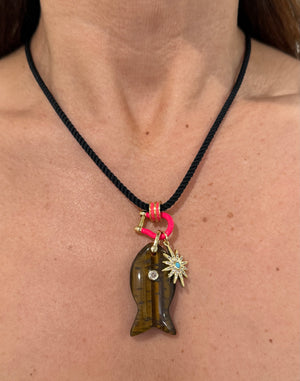 Forever Blythe Gemstone Single Fish Pendant Necklace - Assorted