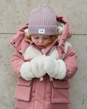 7AM Enfant Sherpa Benji Appliqué Mitten in Rose Dawn