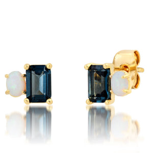 Tai Jewelry - CZ and Opal Toi et Moi Studs