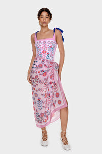 Jessie Zhao New York Beach Sarong Wrap in Pink Garden