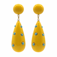 Michael Nash Jewelry Kathryn Yellow And Turquoise Drop Polka Dot Earrings