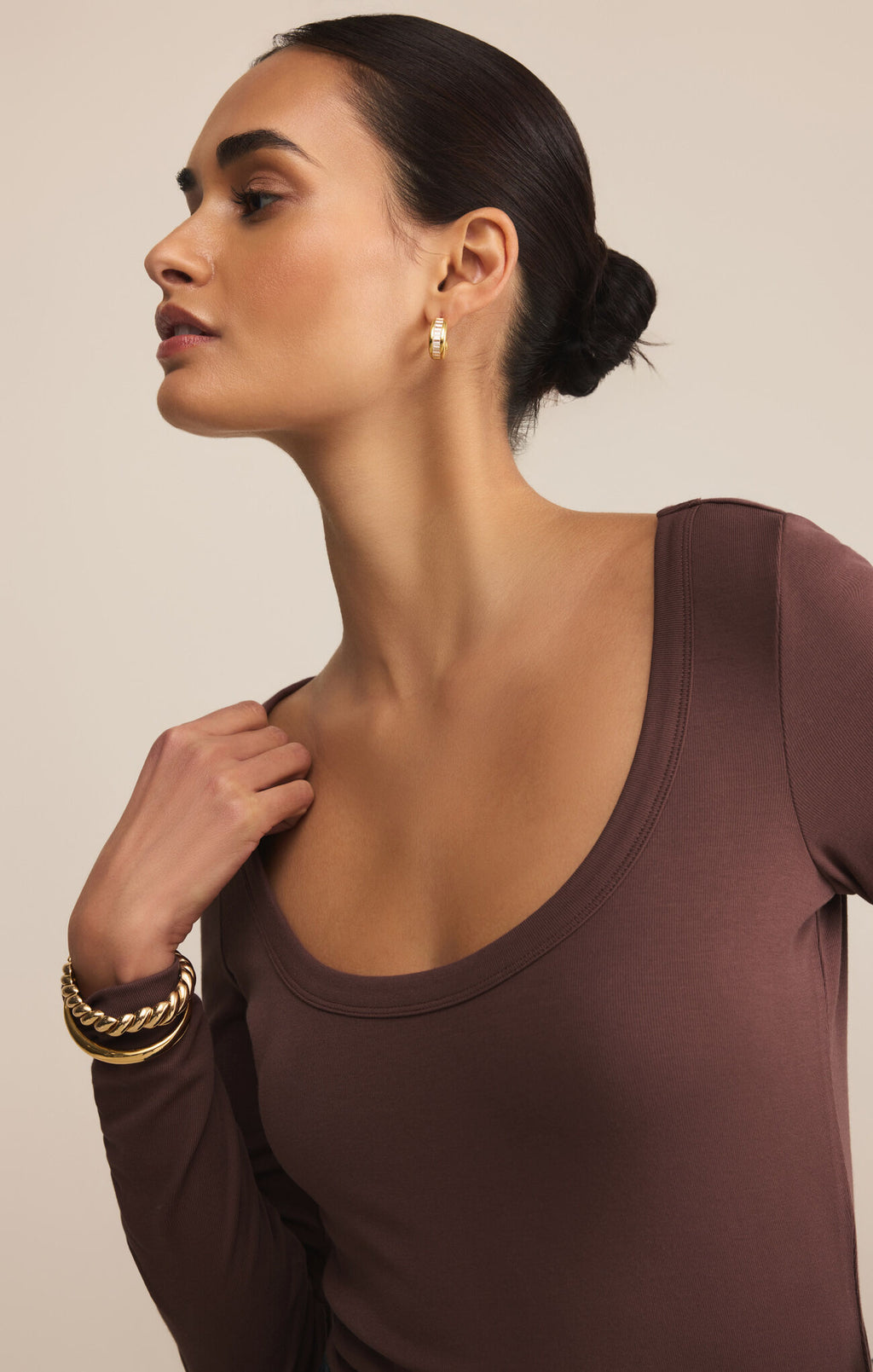 Z Supply Second Skin Scoop Neck Top in Sandalwood