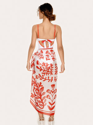 Jessie Zhao New York Beach Sarong Wrap in Red Coral