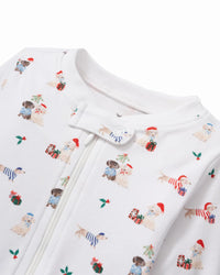 Petite Plume Infant Footie Romper in Woof de Noël