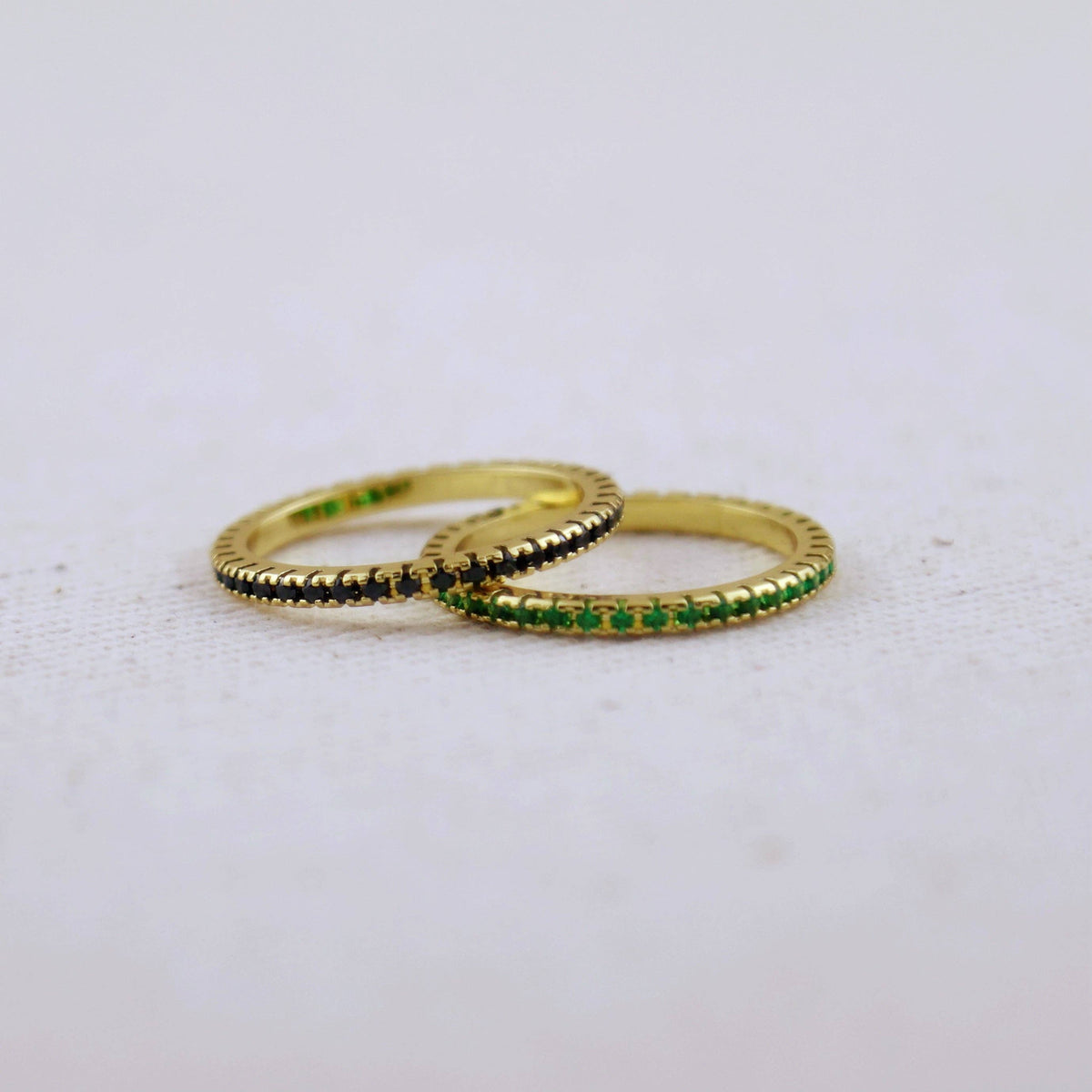 GoldFi 18k Gold Filled Colored Eternity Micro Cubic Zirconia Stone Ring